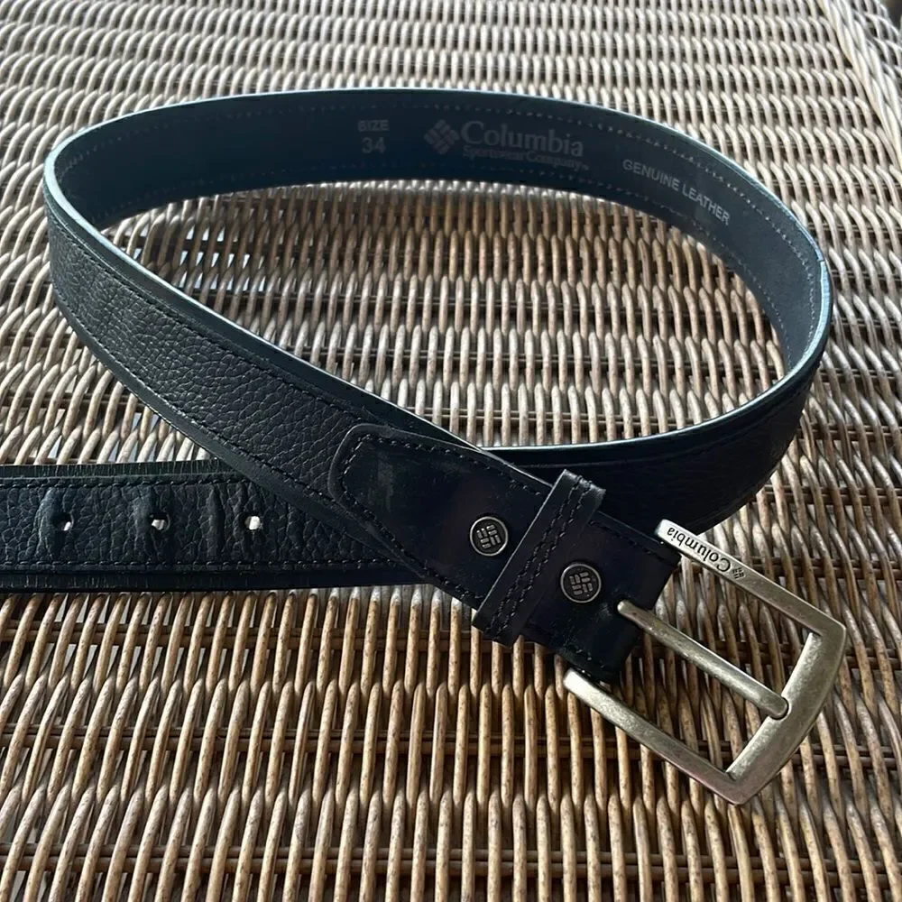 Mens Columbia Black Leather Belt - 34